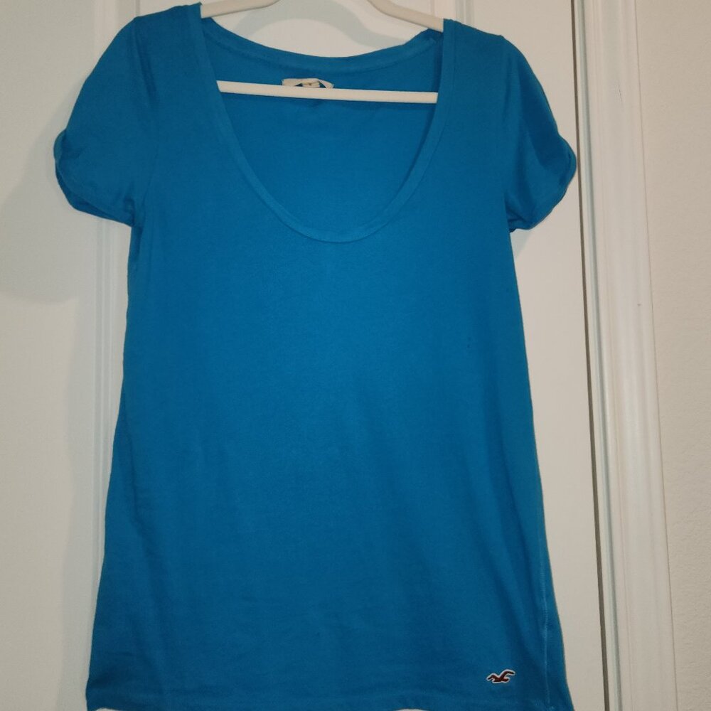 Women's Hollister Crewneck Short Sleeve Tshirt Sz S Turquiose - Picture 3 of 7
